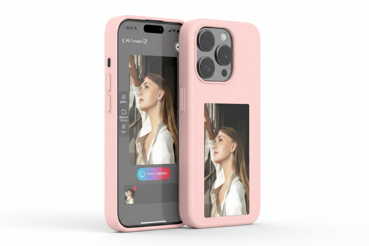 Coque de Téléphone DIY avec Écran E-ink de Projection